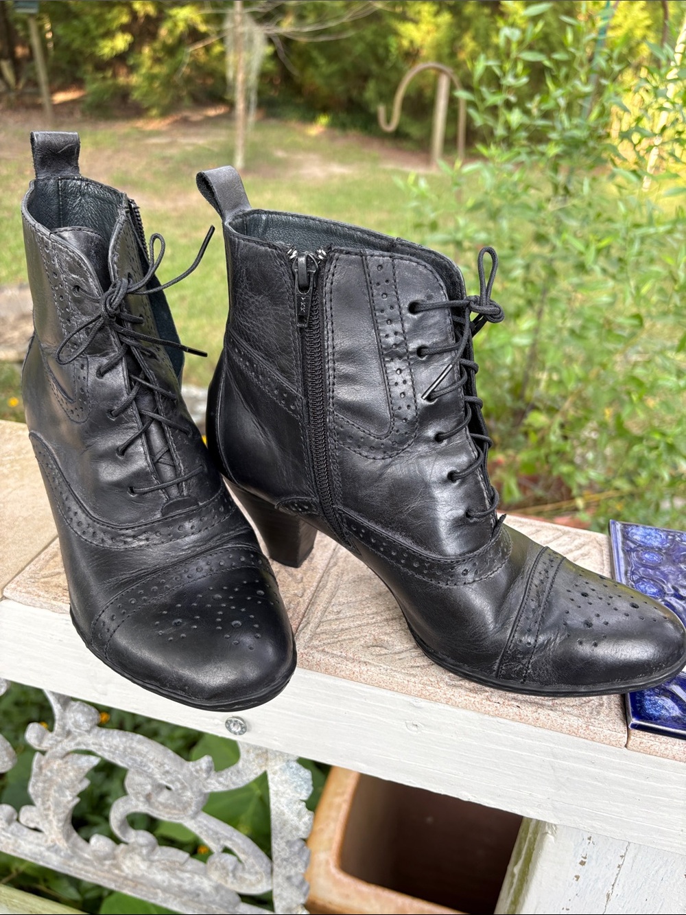 Born Black Lace-Up Brogue Ankle Boots